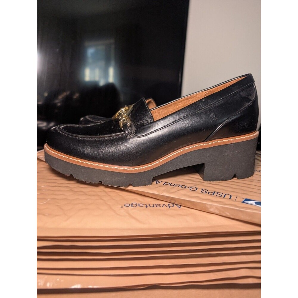 Naturalizer Black Loafers Brown Buckle Lug Sole Doc Martens Style Size 7.5 - Picture 3 of 6